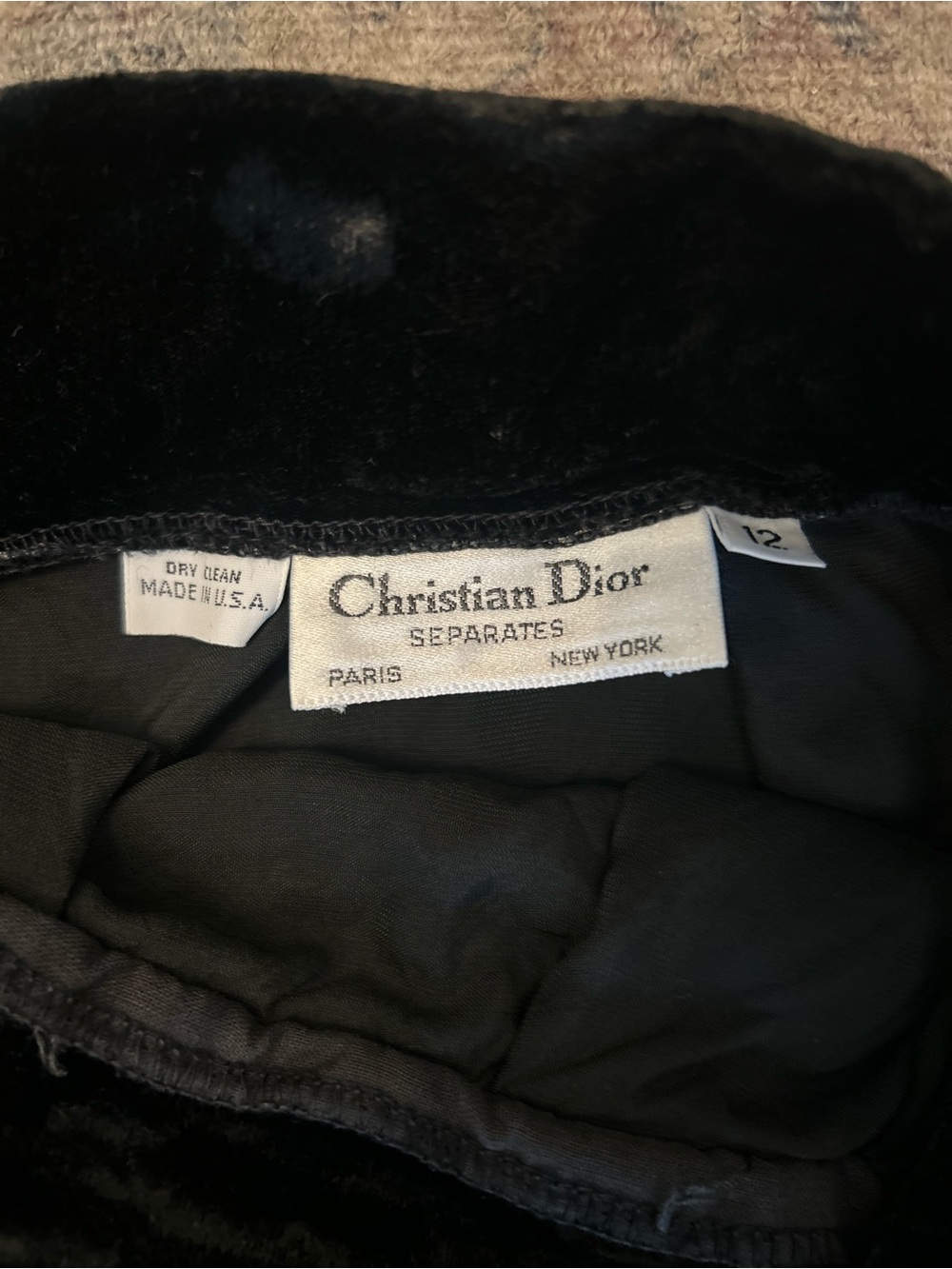 Vintage Christian Dior Separates 1980 crushed velvet midi skirt 12 - Picture 2 of 5